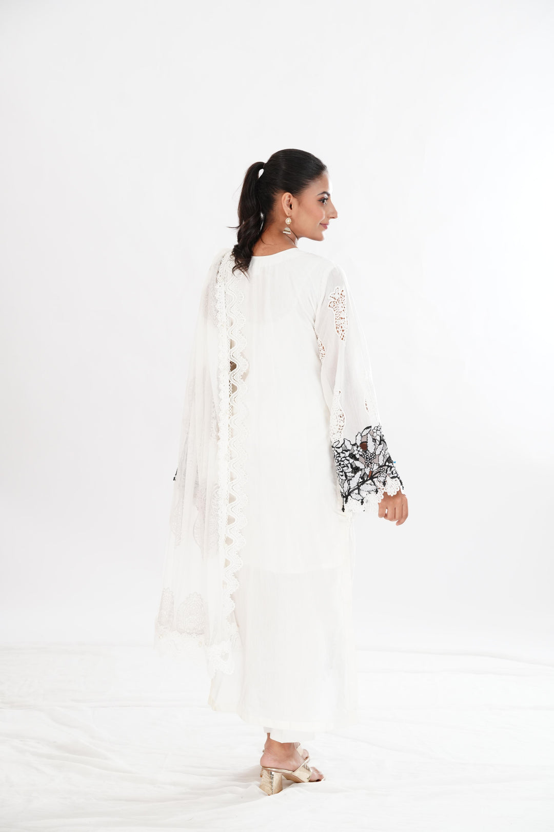 Embroidered Paper Cotton Off White Stitched Suit - Maria B Luxury Lawn