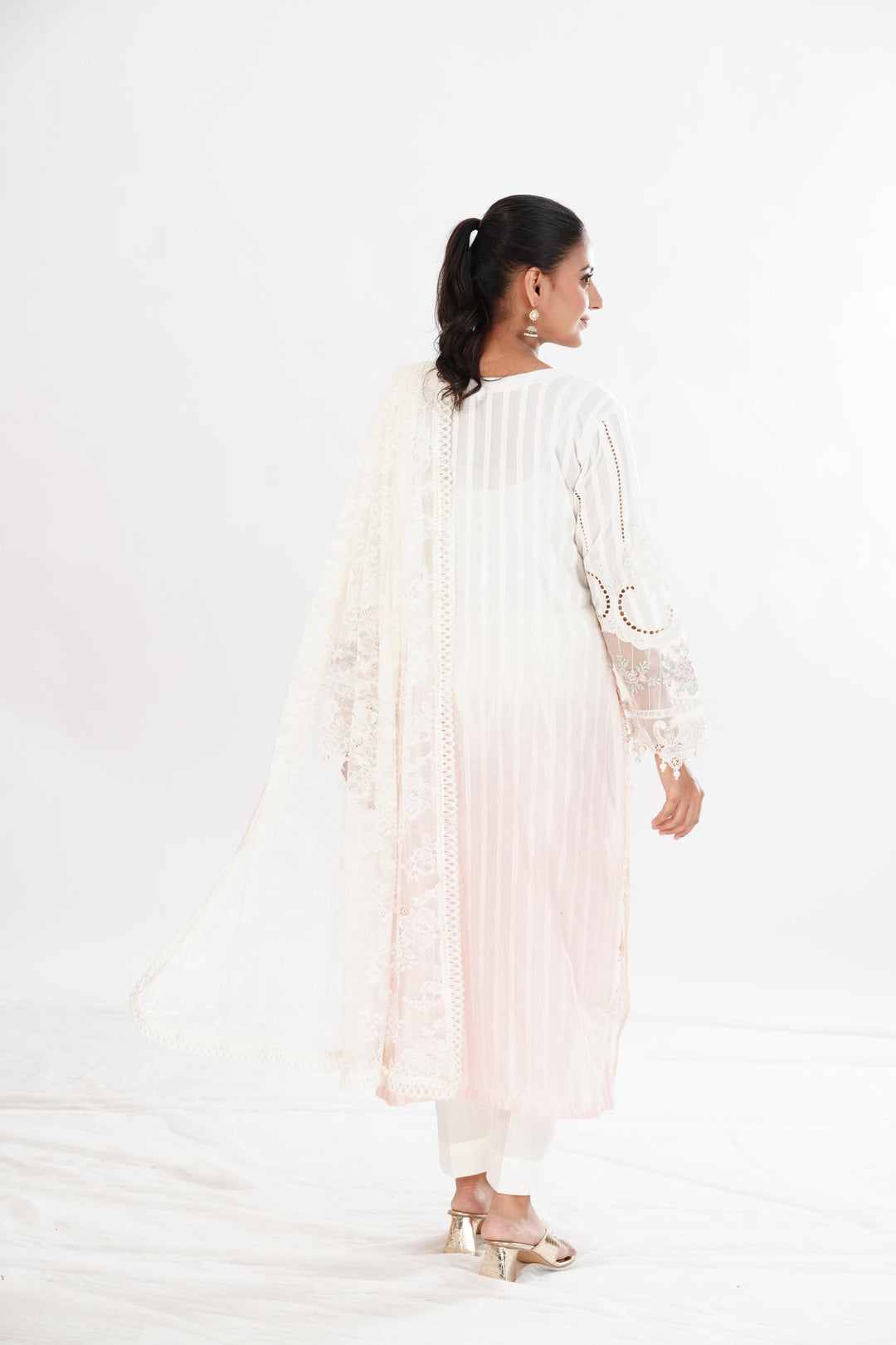 Embroidered Dobby Cream Stitched Suit - Maria B Luxury Lawn