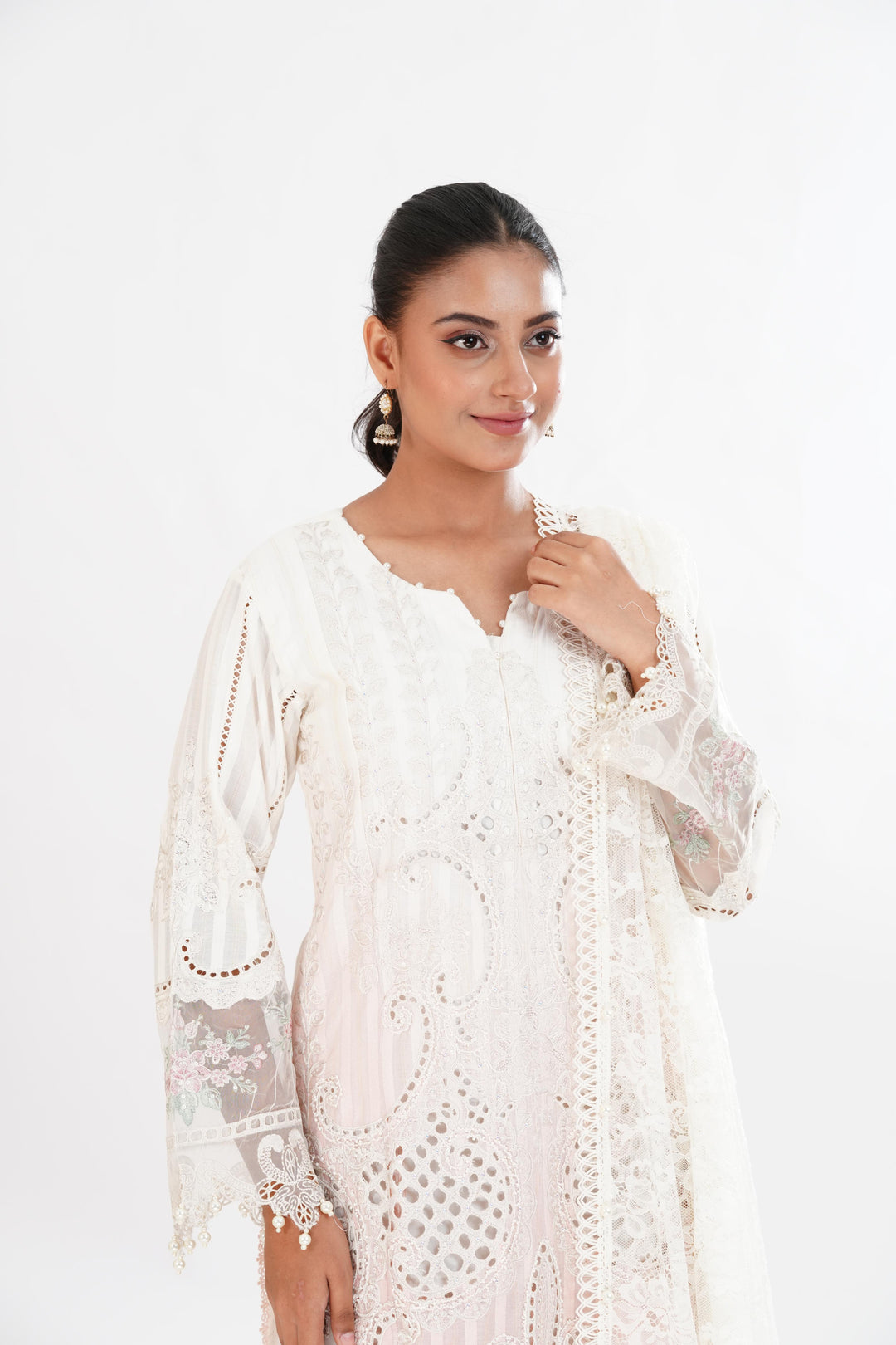 Embroidered Dobby Cream Stitched Suit - Maria B Luxury Lawn