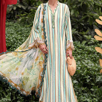 Embroidered Lawn Mustard Green Stitched Suit - Maria B M Print '26