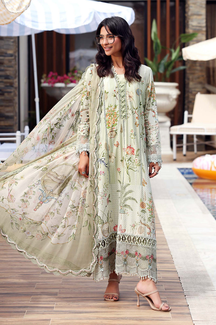 Embroidered Lawn Green Stitched Suit - Maria B M Print '26
