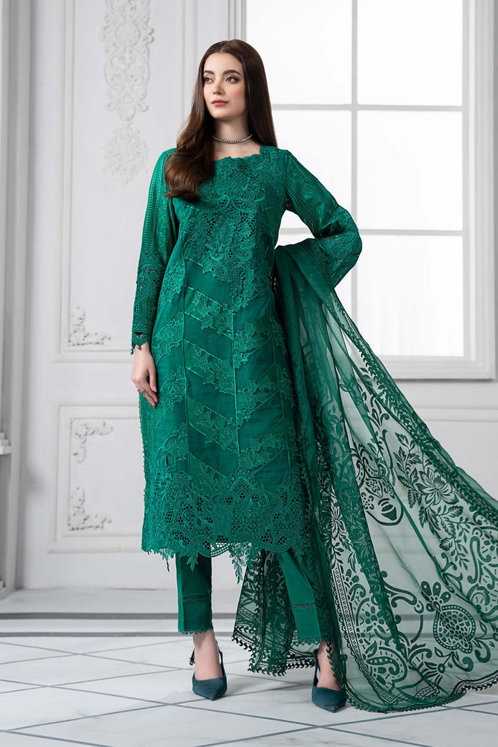 Embroidered Green Stitched Suit - Maria B Luxury Lawn