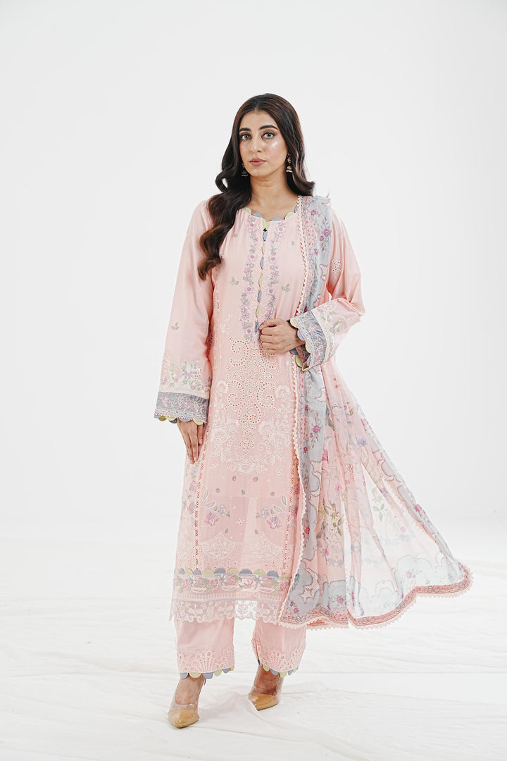 Hedi - Qalamkar Qlinekari Lawn Stitched