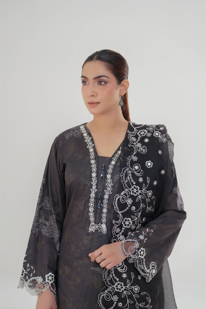 Deep Forest - Cross Stitch Embroidered Lawn Stitched