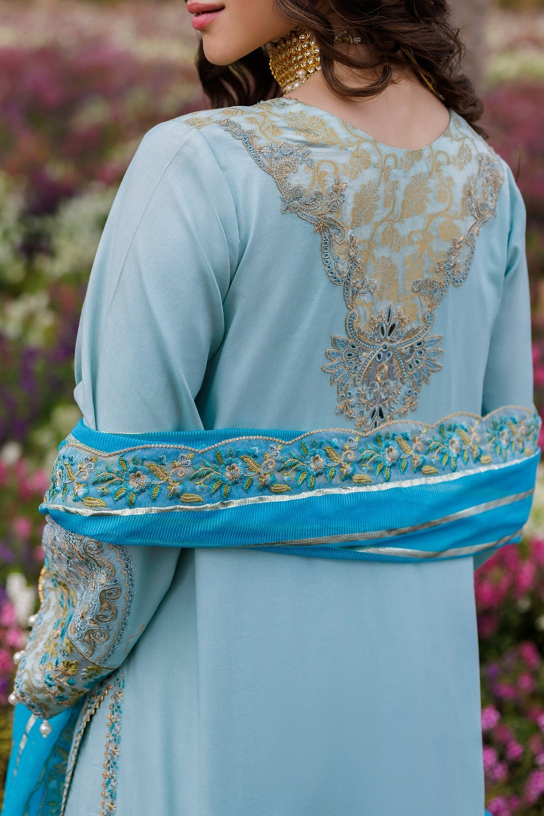 Lawn Sky Blue Stitched Suit - Charizma