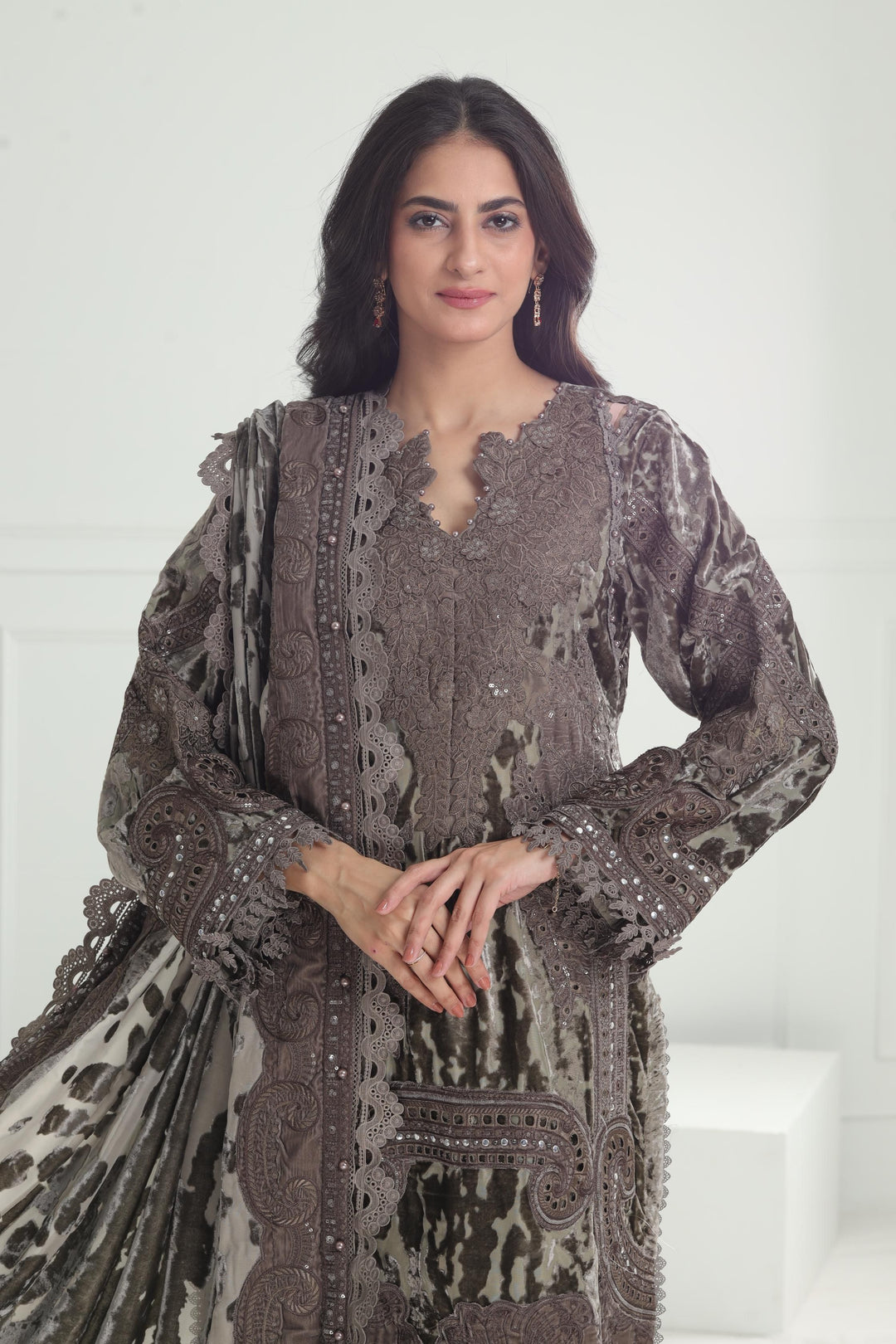 Design 01 - Maria B Winter Luxe Stitched