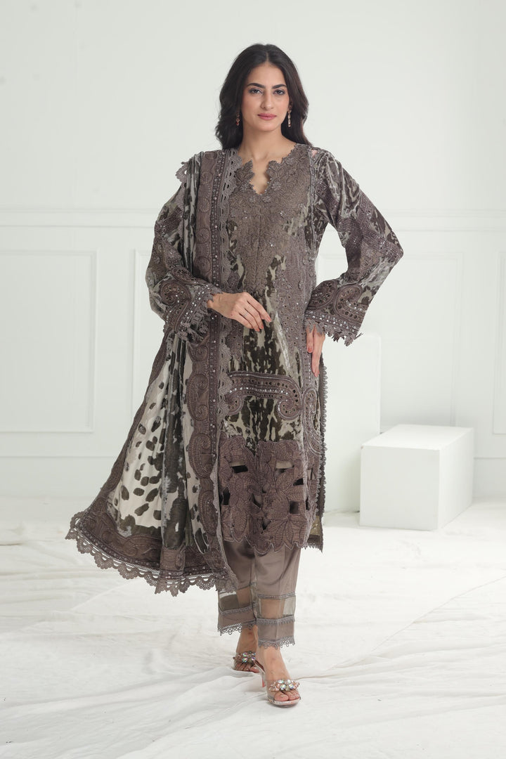 Design 01 - Maria B Winter Luxe Stitched