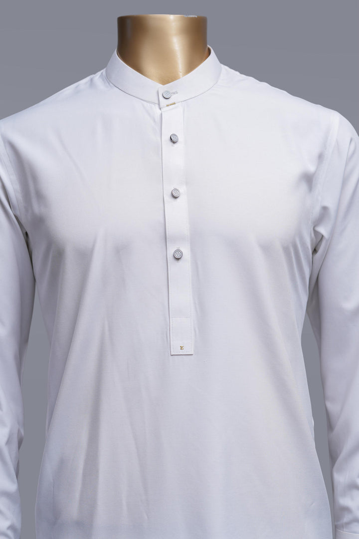 Blended White Shalwar Kameez - Raf Raf