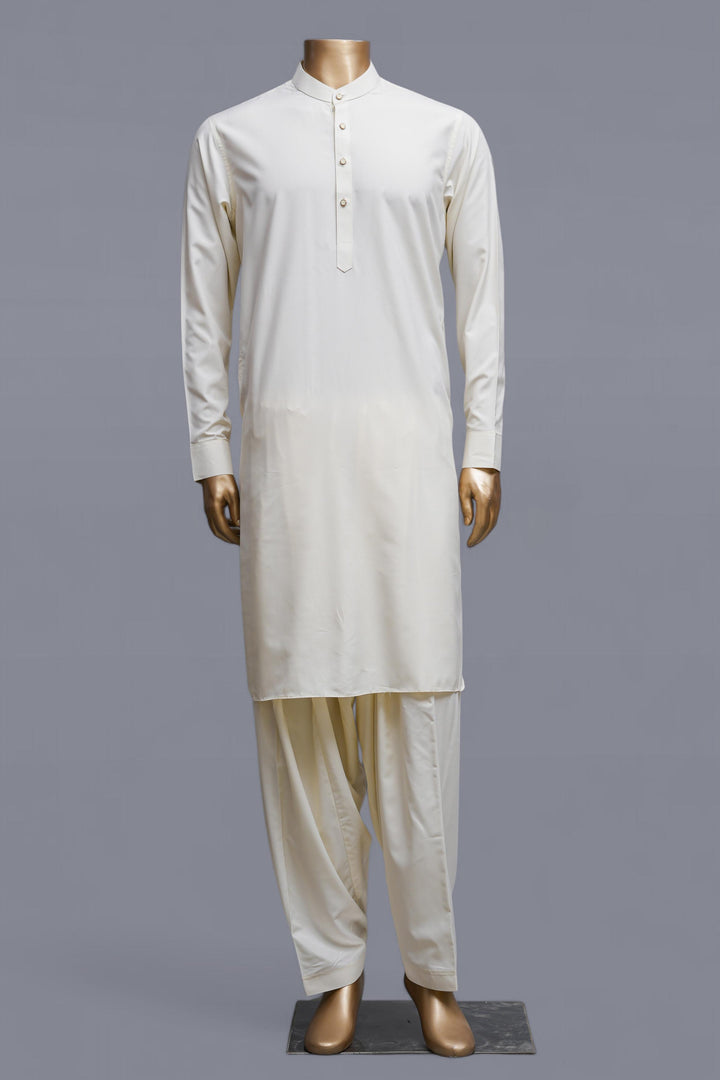 Blended Cream Shalwar Kameez - Raf Raf
