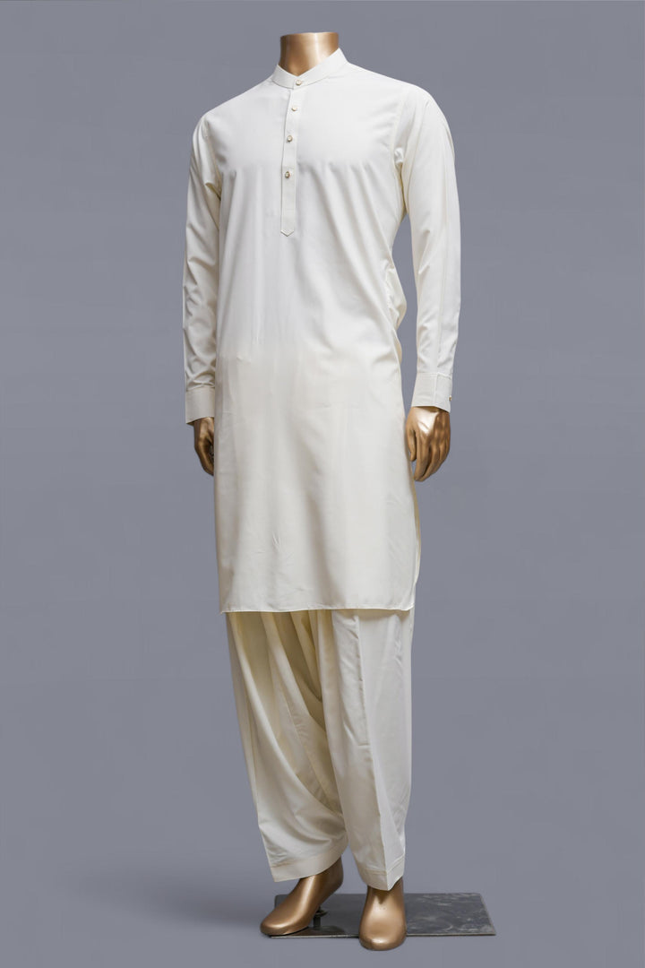 Blended Cream Shalwar Kameez - Raf Raf
