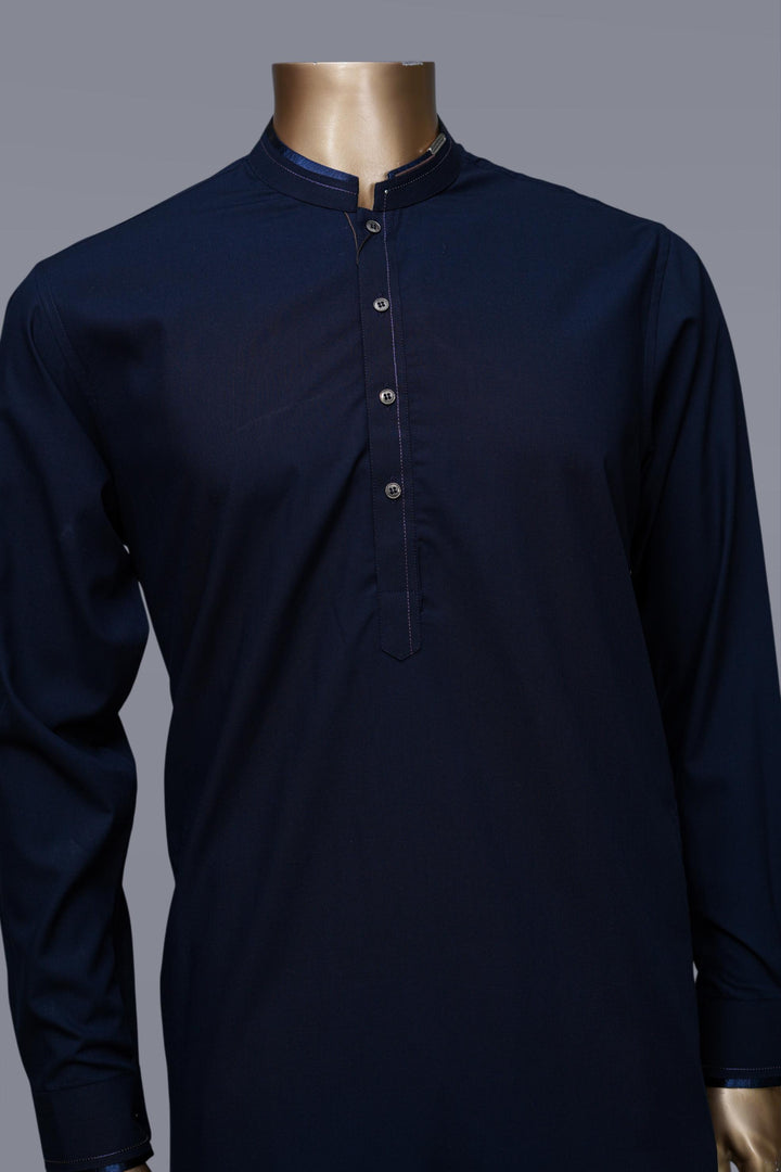 Blended Navy Blue Shalwar Kameez - Raf Raf