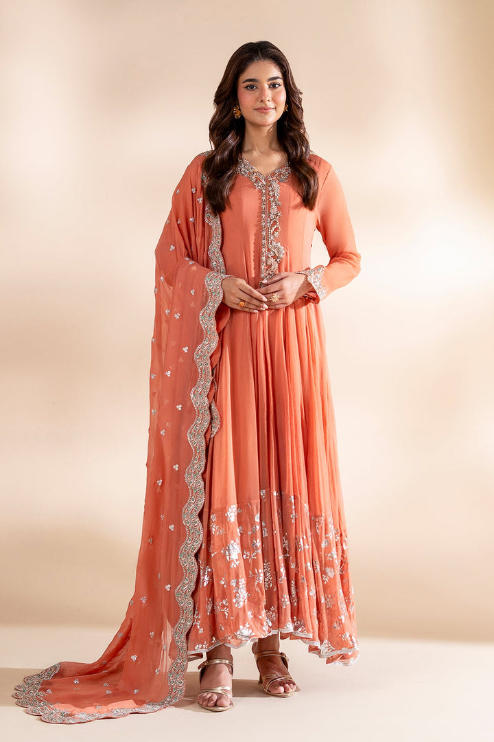 Chiffon Peach Stitched Suit - Charizma