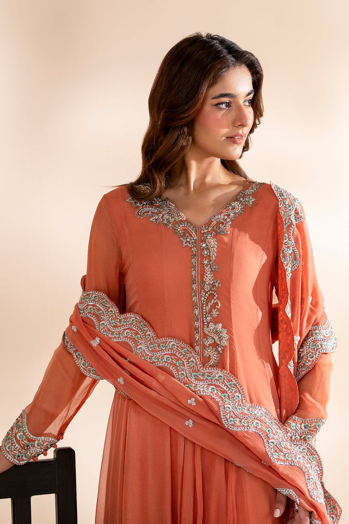 Chiffon Peach Stitched Suit - Charizma