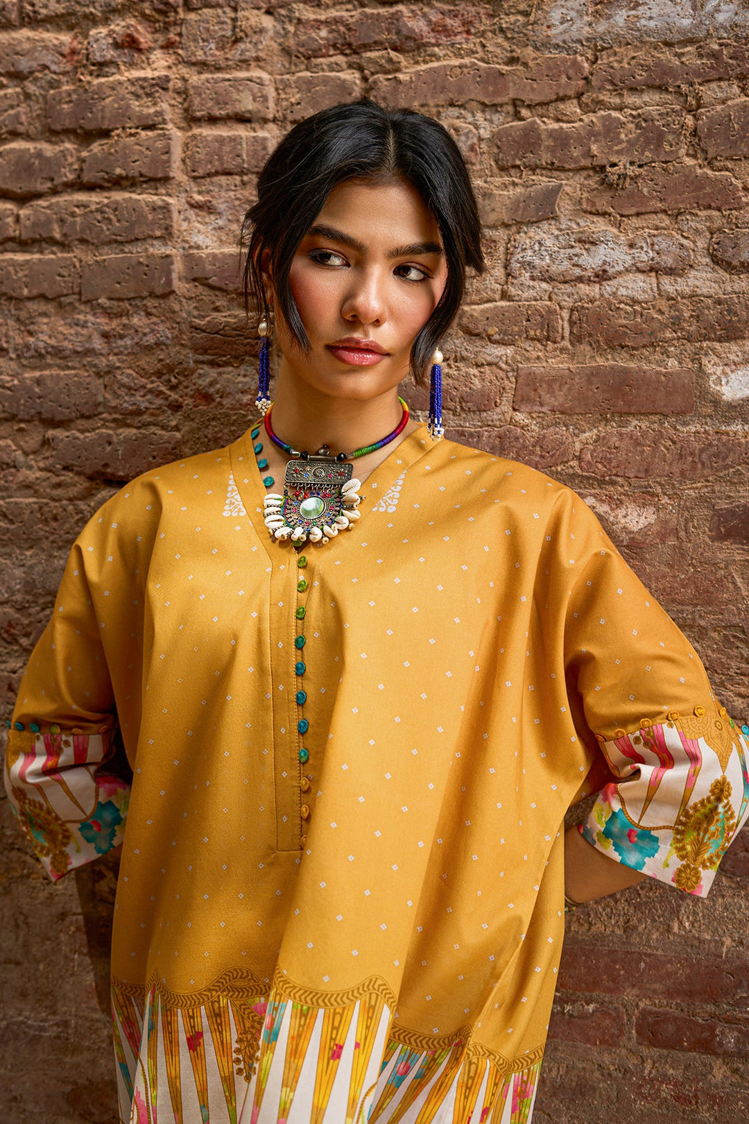 Lawn Mustard Stitched Suit - Charizma