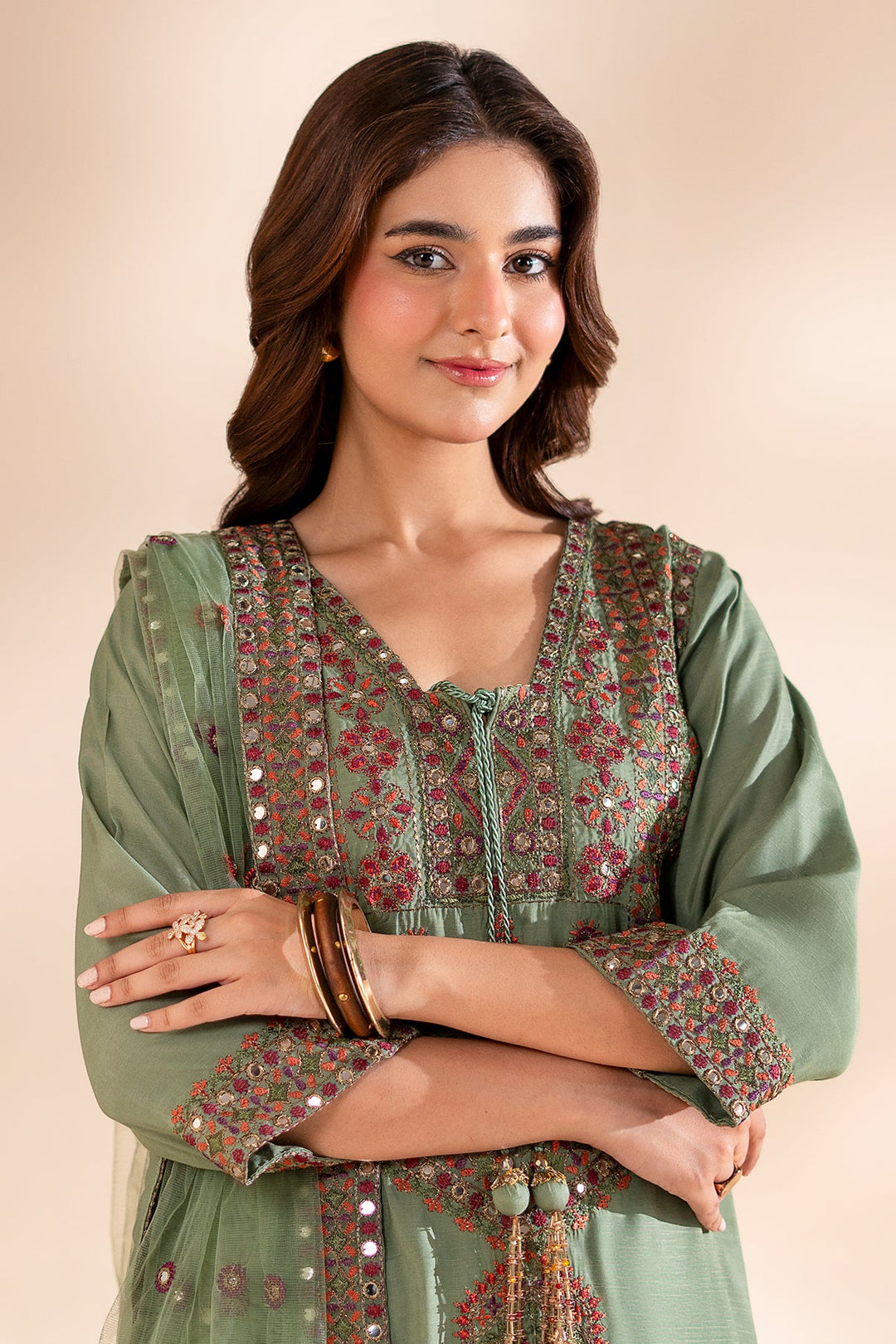 Silk Aqua Stitched Suit - Charizma