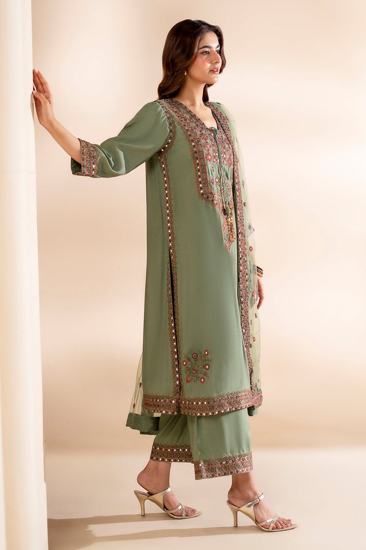 Silk Aqua Stitched Suit - Charizma