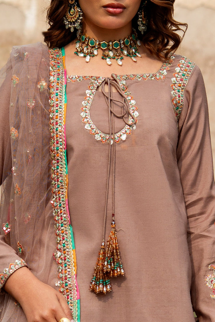 Embroidered Silk Skin Stitched Suit - Charizma