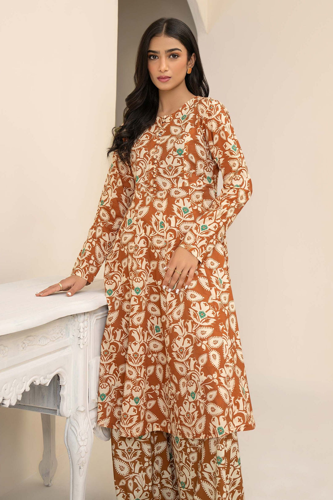 Lawn Coral Kurti - Limelight