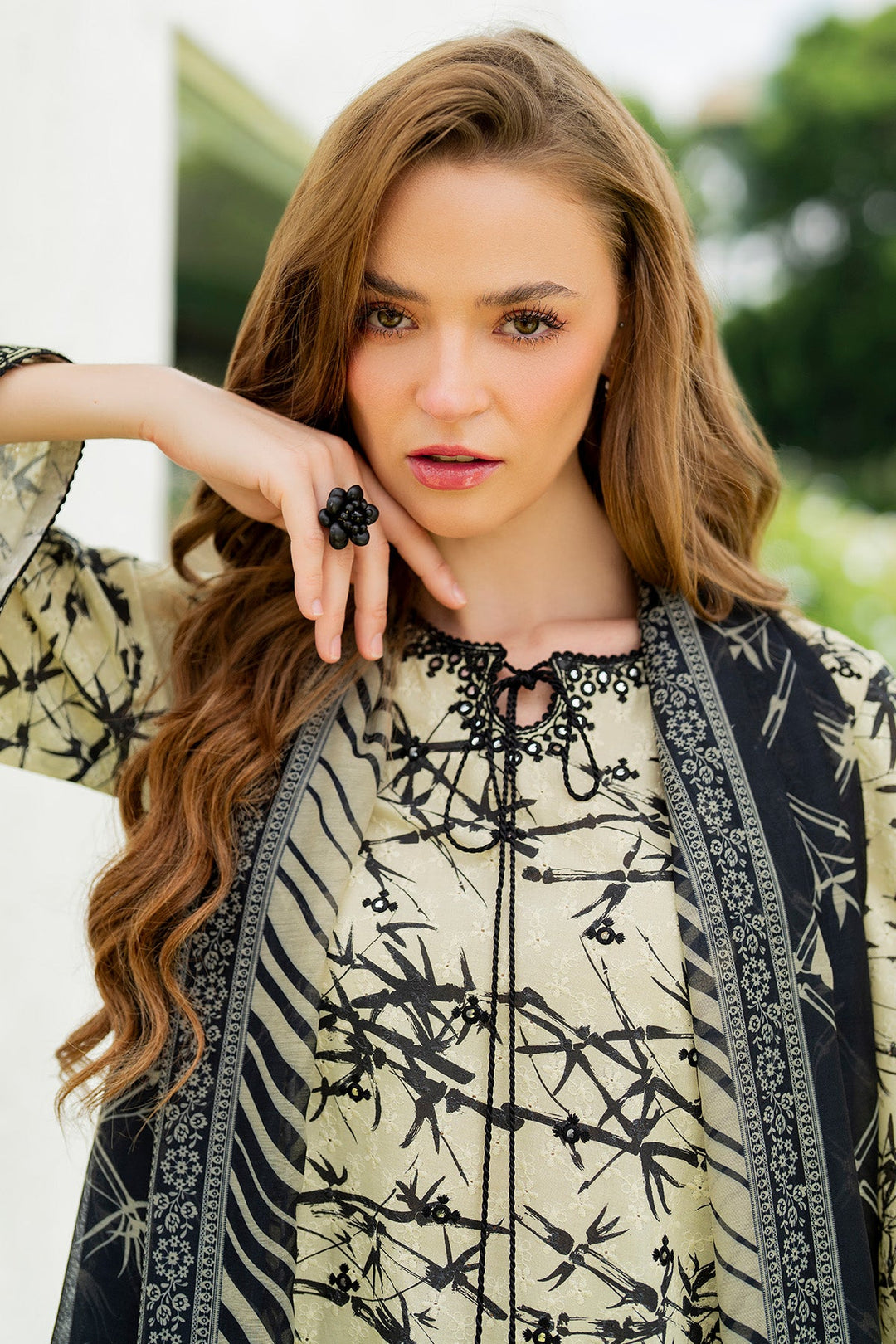 Embroidered Soft Cambric Lemon Stitched Suit - Jazmin