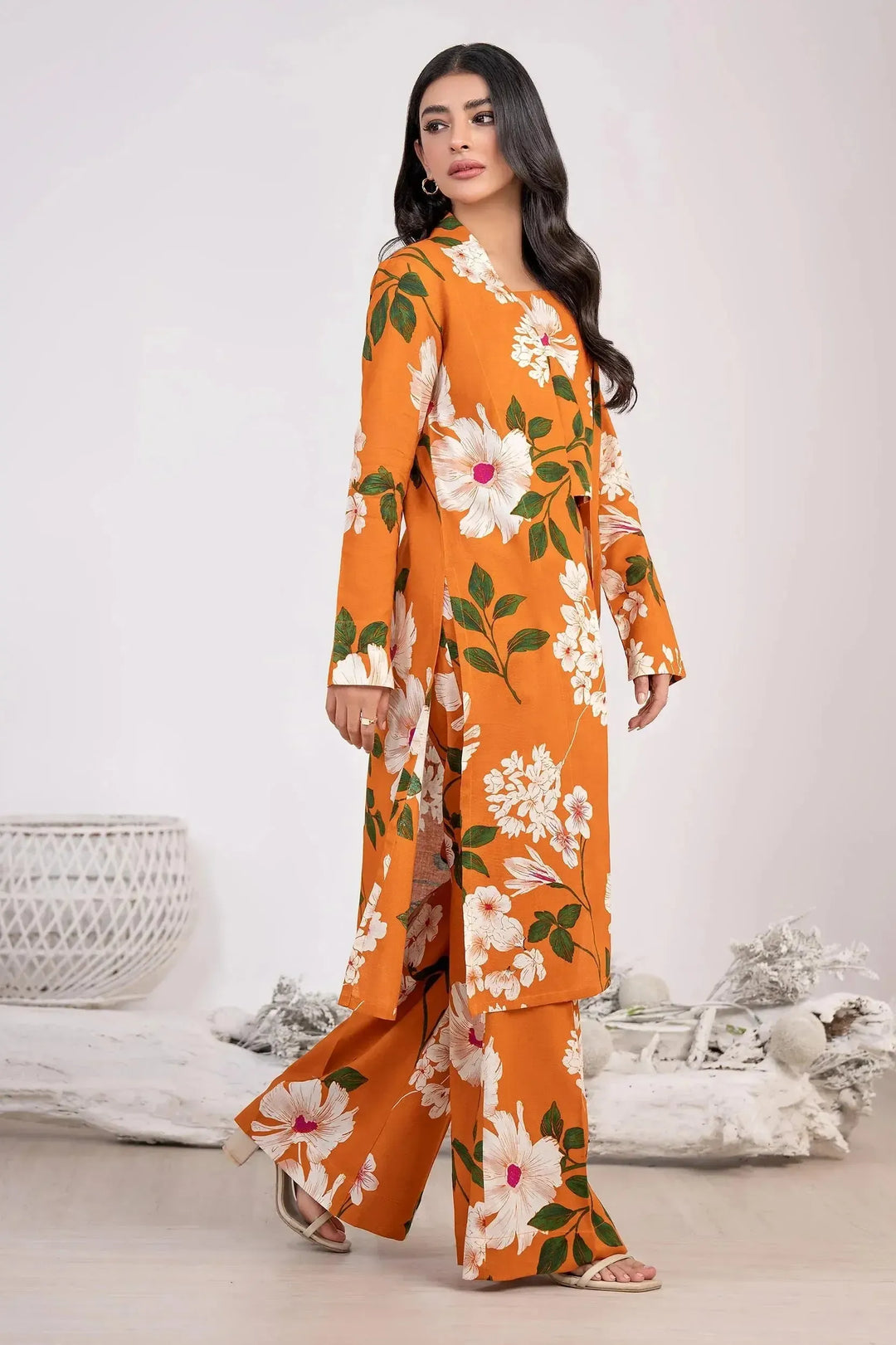 Khaddar Orange Kurti - Limelight