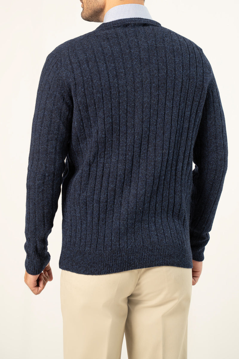 Lambs Wool Navy Designer Sweater - Cambridge