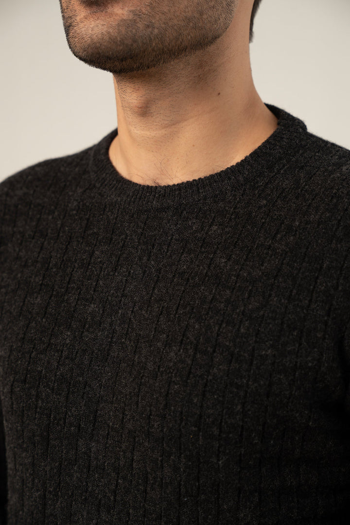 Lambs Wool Charcoal Designer Sweater - Cambridge