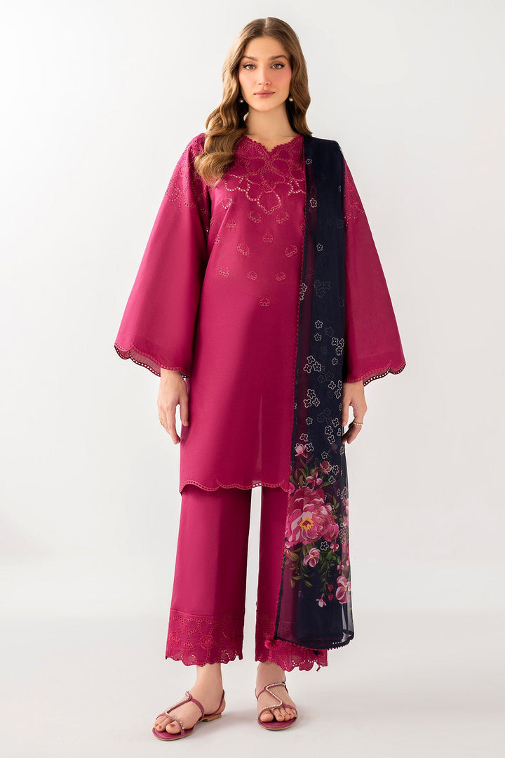 Embroidered Lawn Hot Pink Stitched Suit - Jazmin