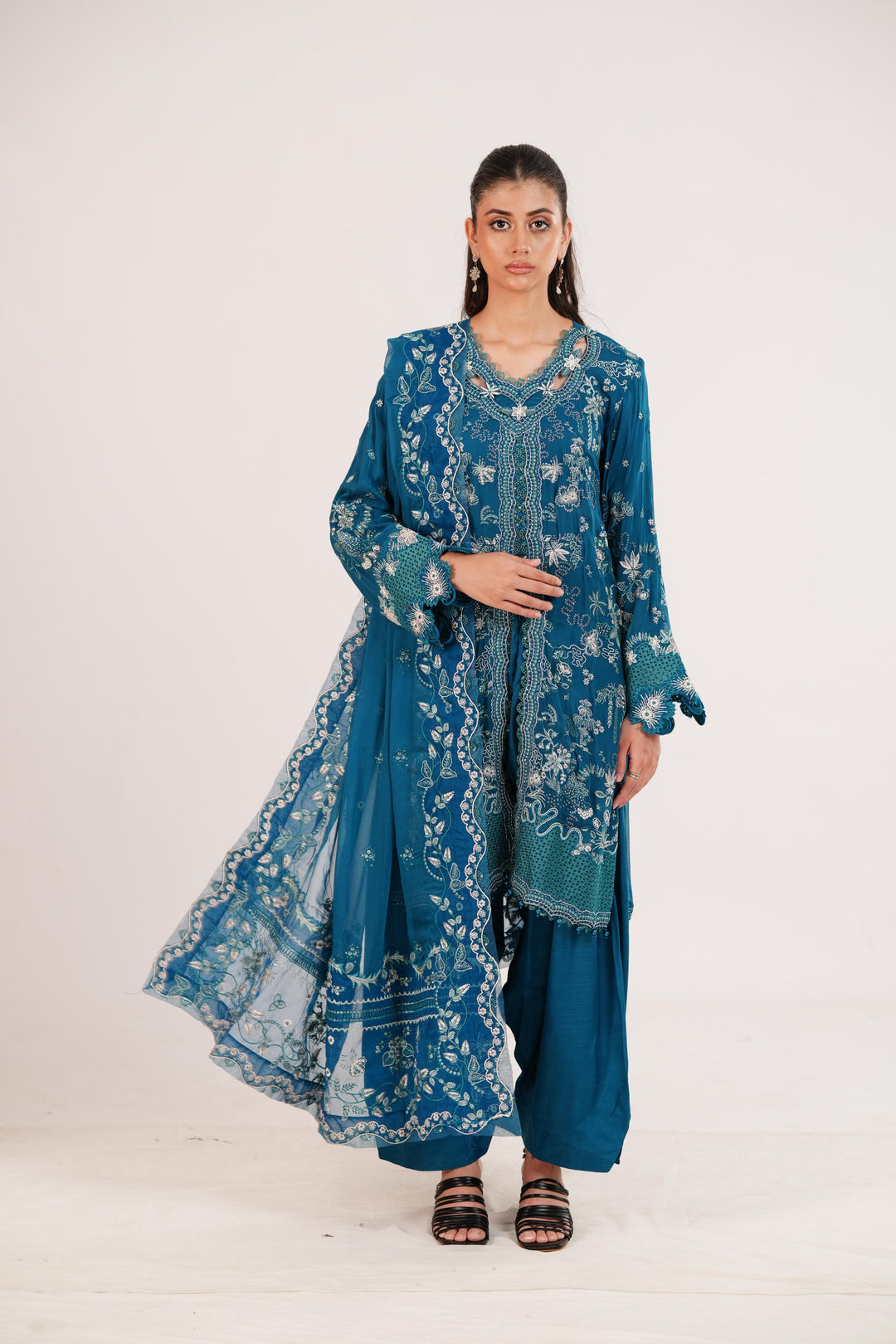 Nessa - Qalamkar Chiffons Stitched