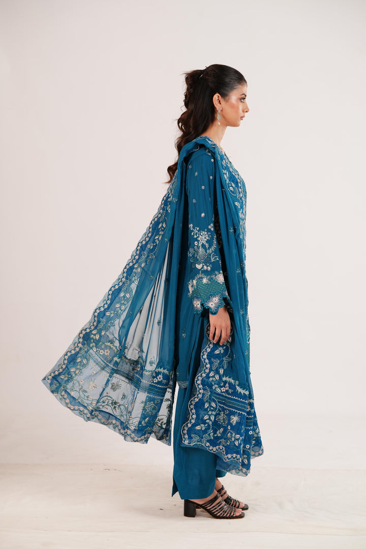 Nessa - Qalamkar Chiffons Stitched