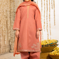 Raw Silk Peach Stitched Suit - Charizma