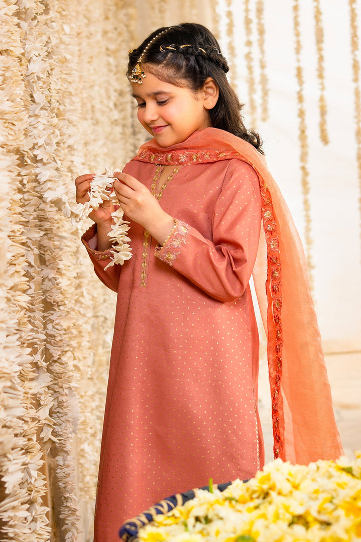 Raw Silk Peach Stitched Suit - Charizma