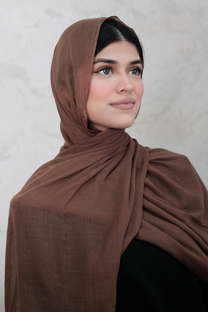 Brown Cotton Silk Hijab