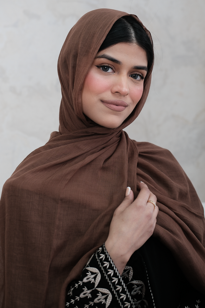 Brown Cotton Silk Hijab