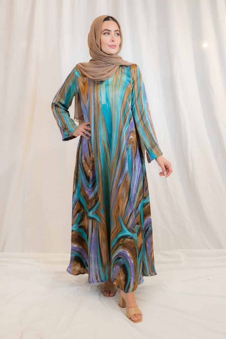 Marble Print Midi Dress