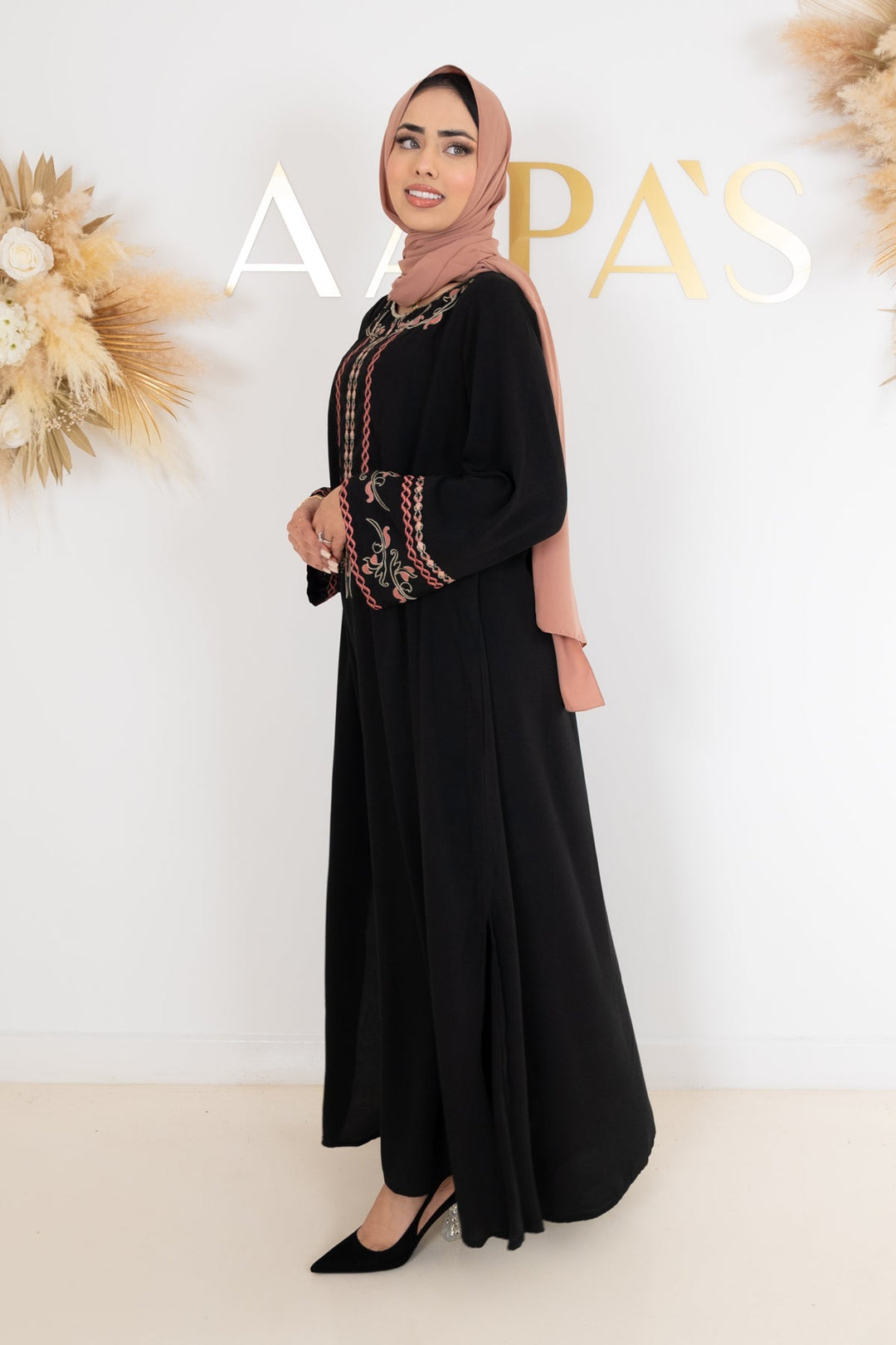 Black Embroidered Maxi Dress