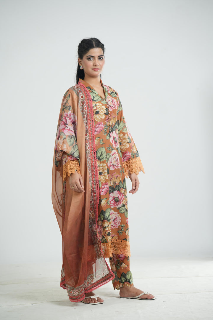 Dusk Bloom - Farasha Printed Essentials Stitched