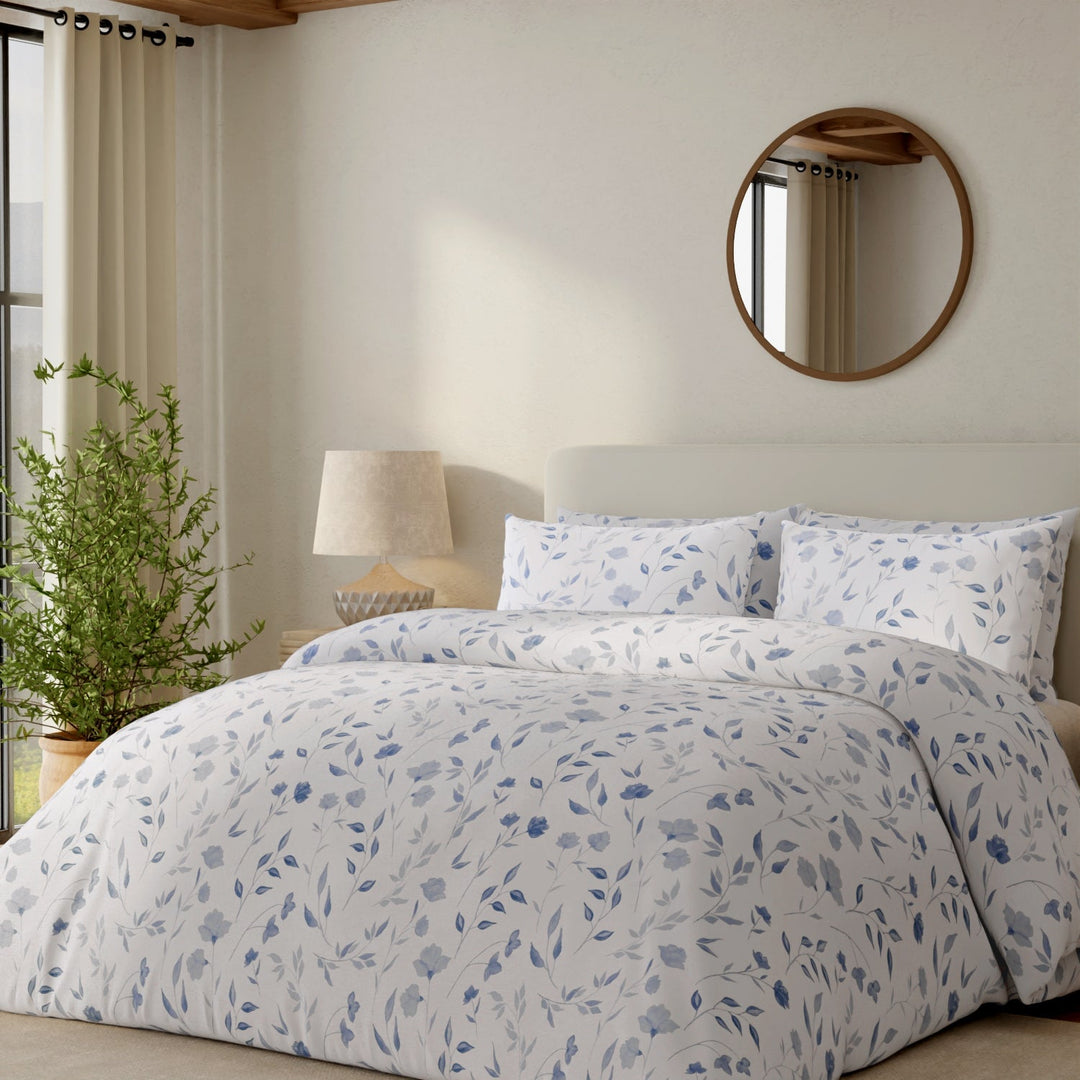 Vantona Delicate Floral Duvet Cover Set - Blue