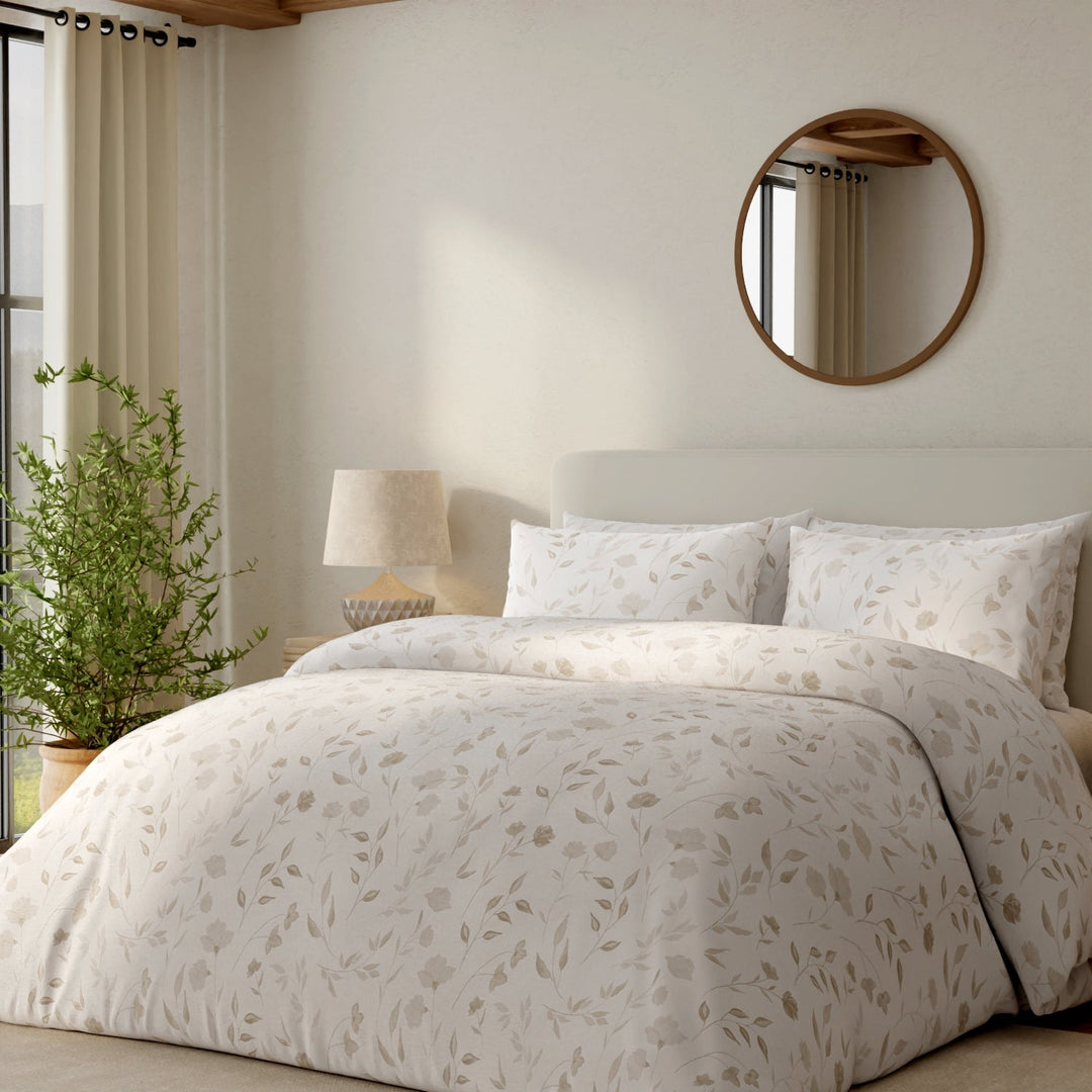 Vantona Delicate Floral Duvet Cover Set - Natural