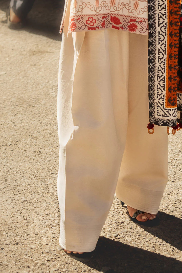 Linen Khaddar Off White Stitched Suit - Gul Ahmed