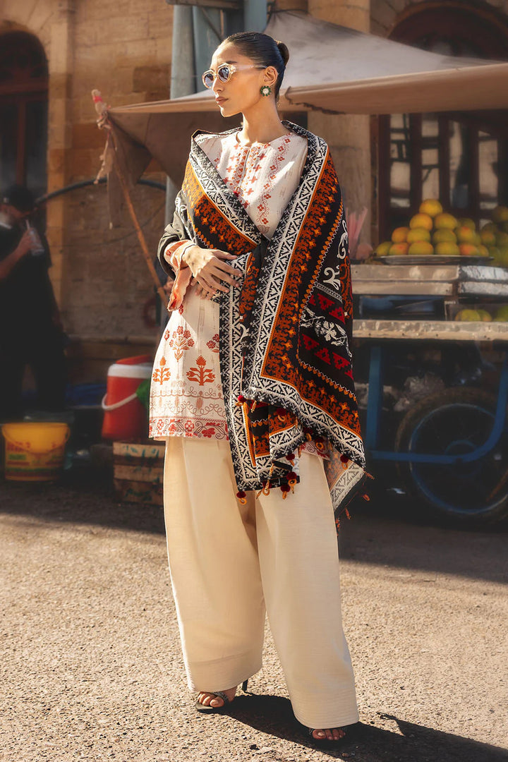 Linen Khaddar Off White Stitched Suit - Gul Ahmed