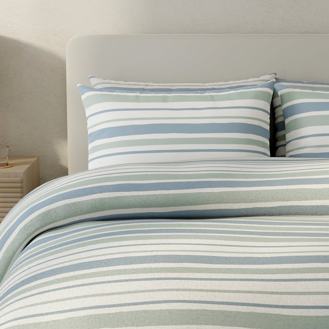 Vantona Drawn Stripe Duvet Cover Set - Blue