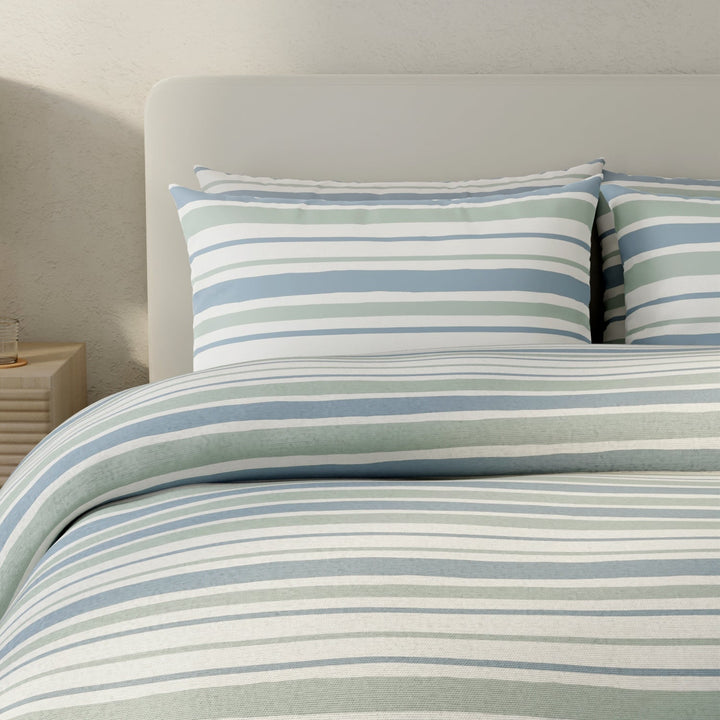 Vantona Drawn Stripe Duvet Cover Set - Blue