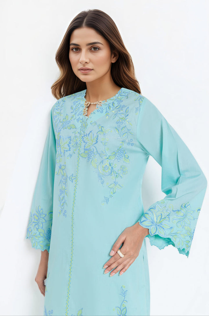 Jacquard Light Blue Stitched Suit - Bonanza
