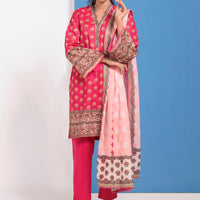 Lawn Dark Pink Stitched Suit - Bonanza