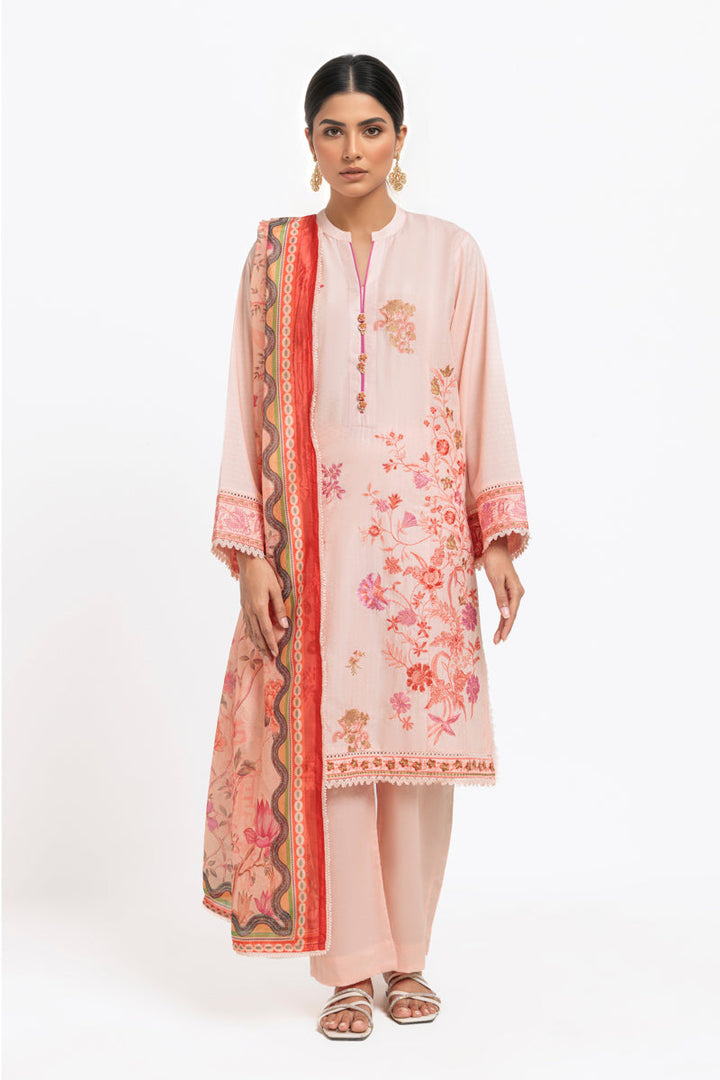 Dobby Peach Stitched Suit - Bonanza