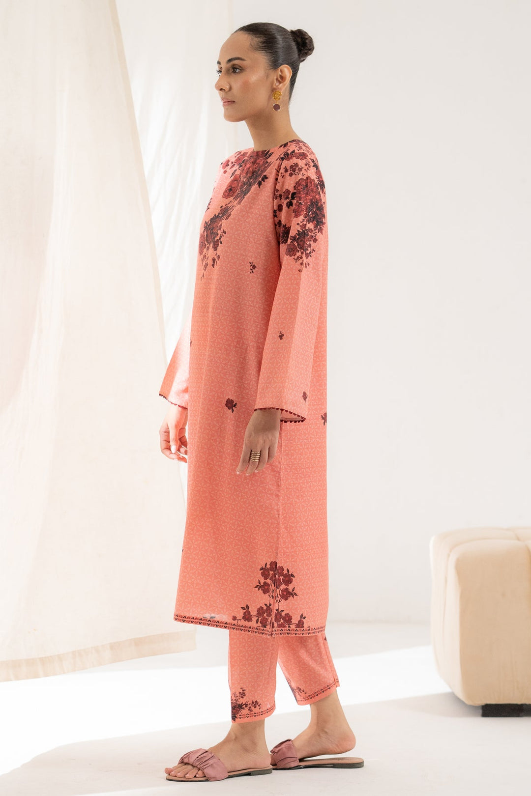 Slub Cambric Peach Stitched Suit - Ego