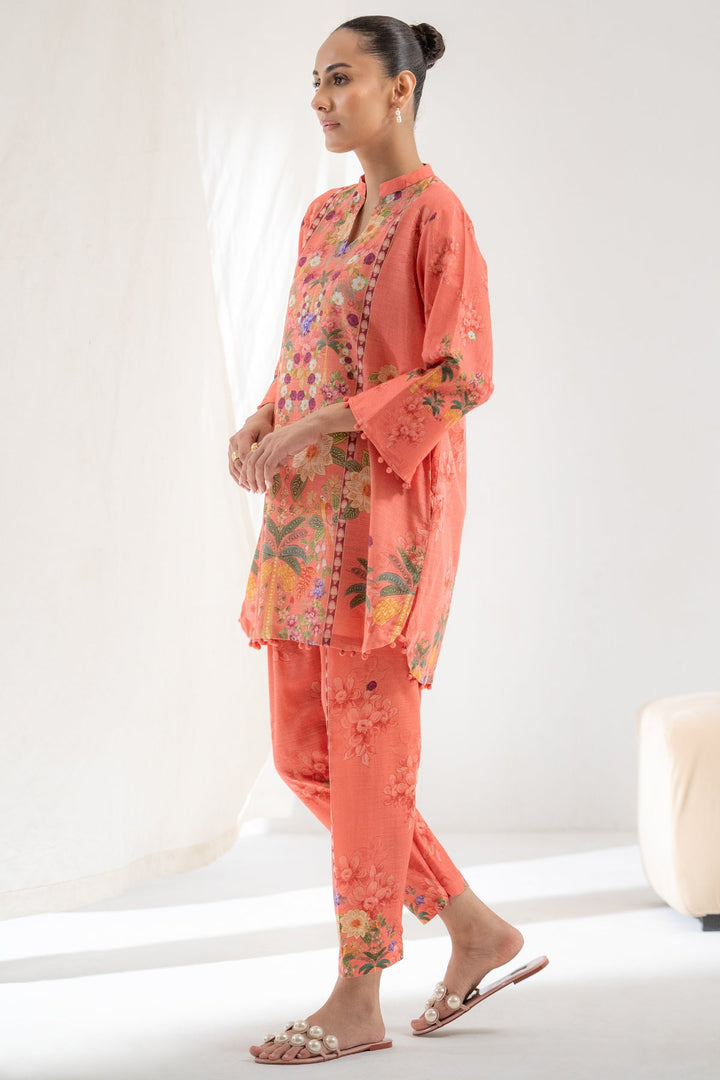 Slub Cambric Peach Stitched Suit - Ego