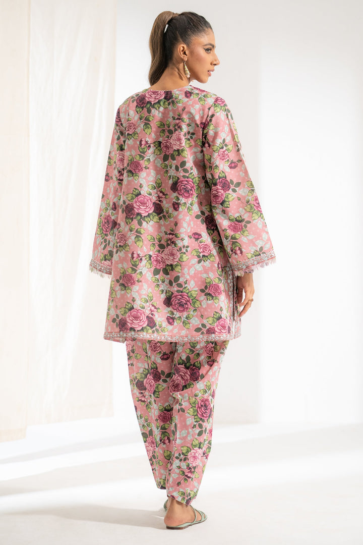 Slub Cambric Tea Pink Stitched Suit - Ego