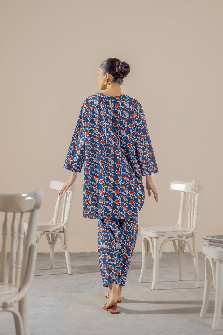 Khaddar Dark Blue Stitched Suit - Ego
