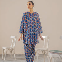 Khaddar Dark Blue Stitched Suit - Ego